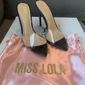 Brand new Miss Lola heels (black and clear) size 10 womens